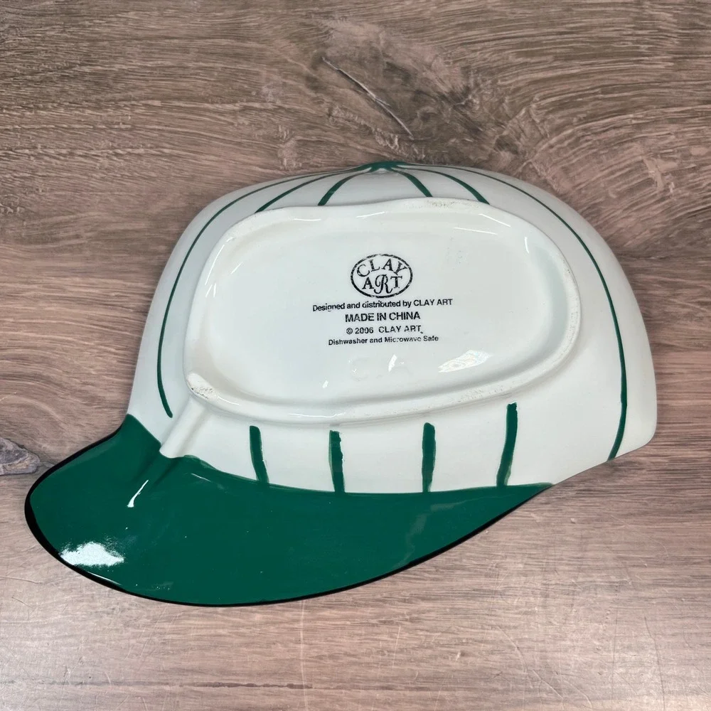 VTG Clay Art Baseball Cap 4pc Snack Bowls Multicolor Ceramic Sports Decor 2006